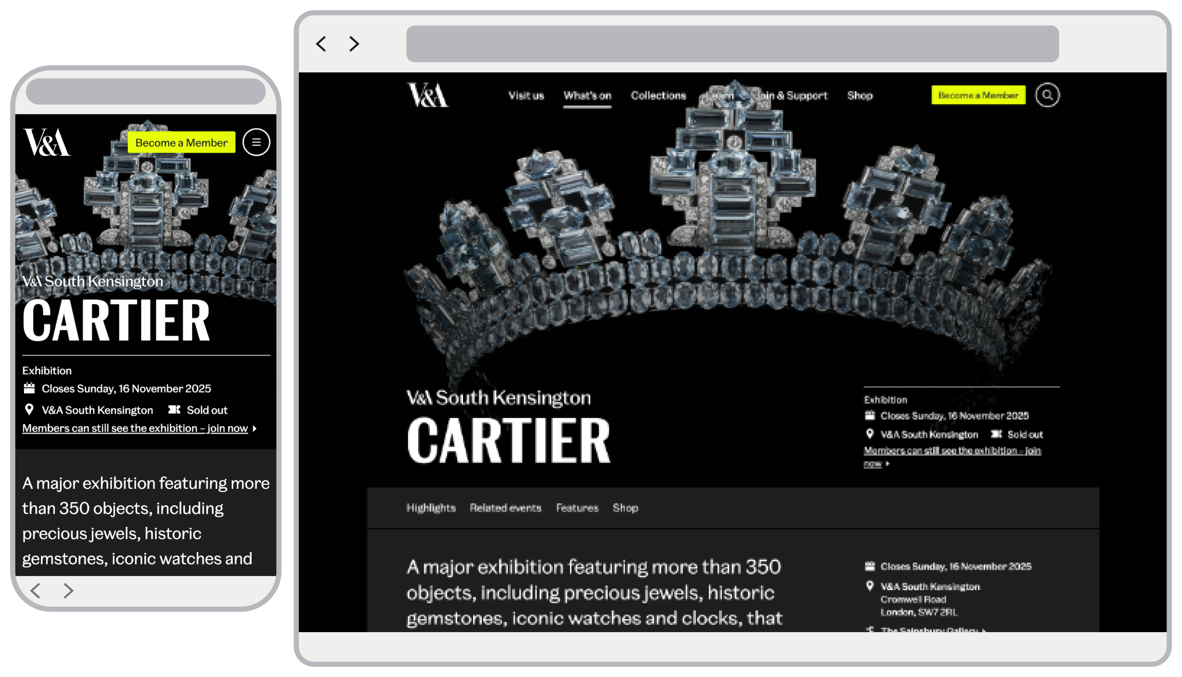 The previous exhibition page design