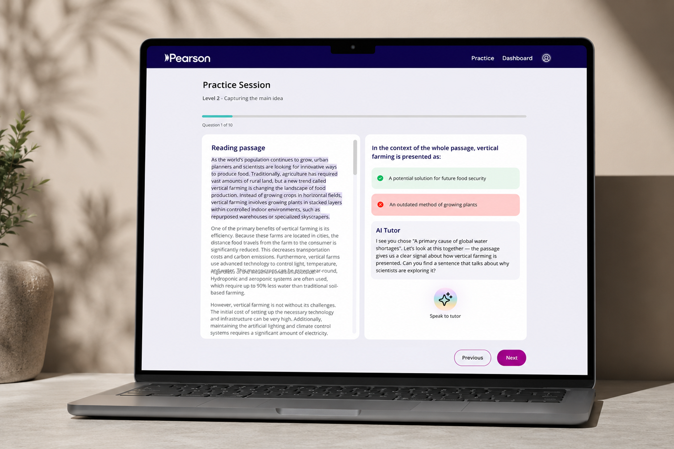 Reading Diagnostic Assessment, an AI reading tutor for PTE learners