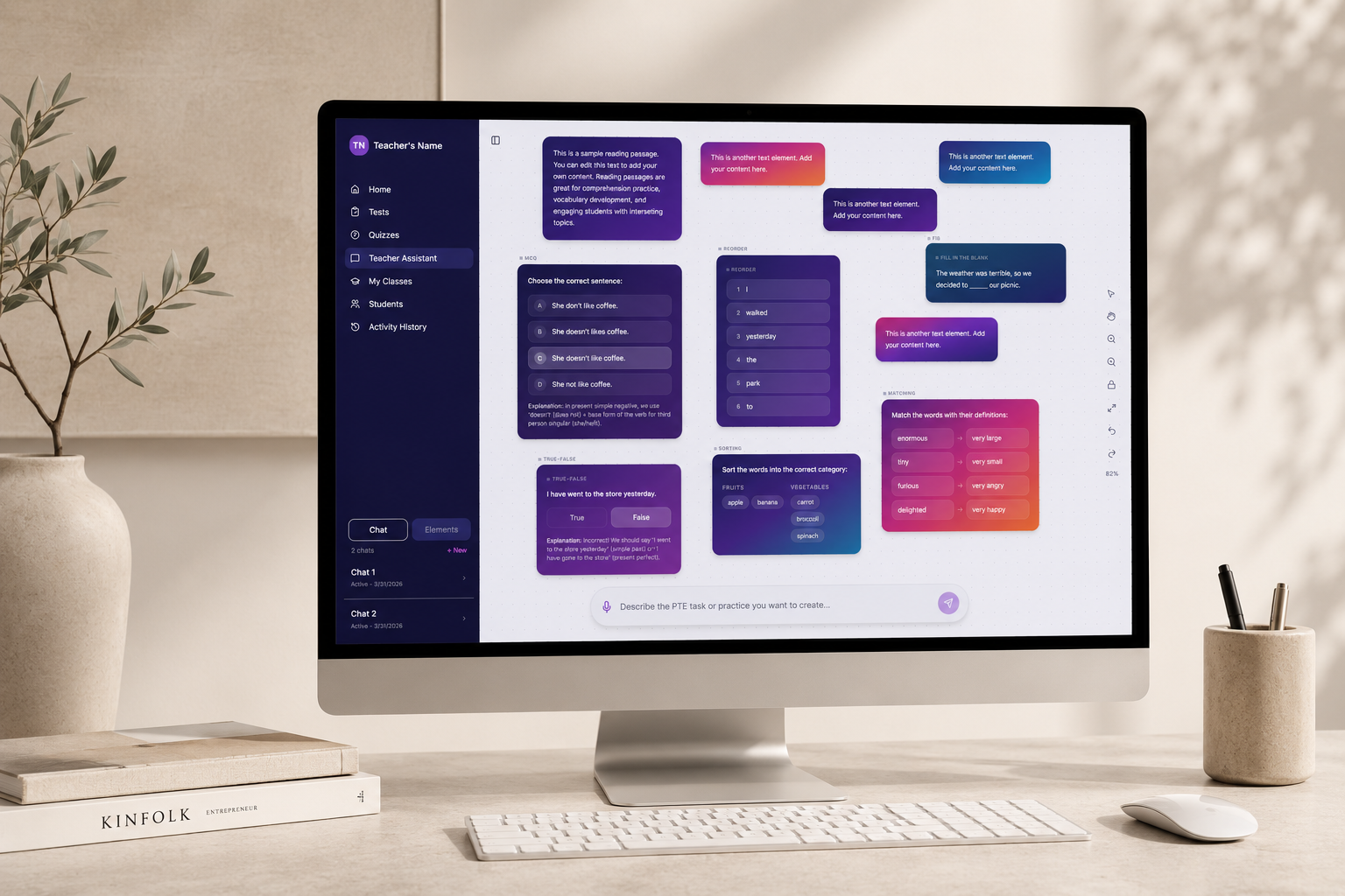 Teacher Assistant, an AI generator for PTE teachers