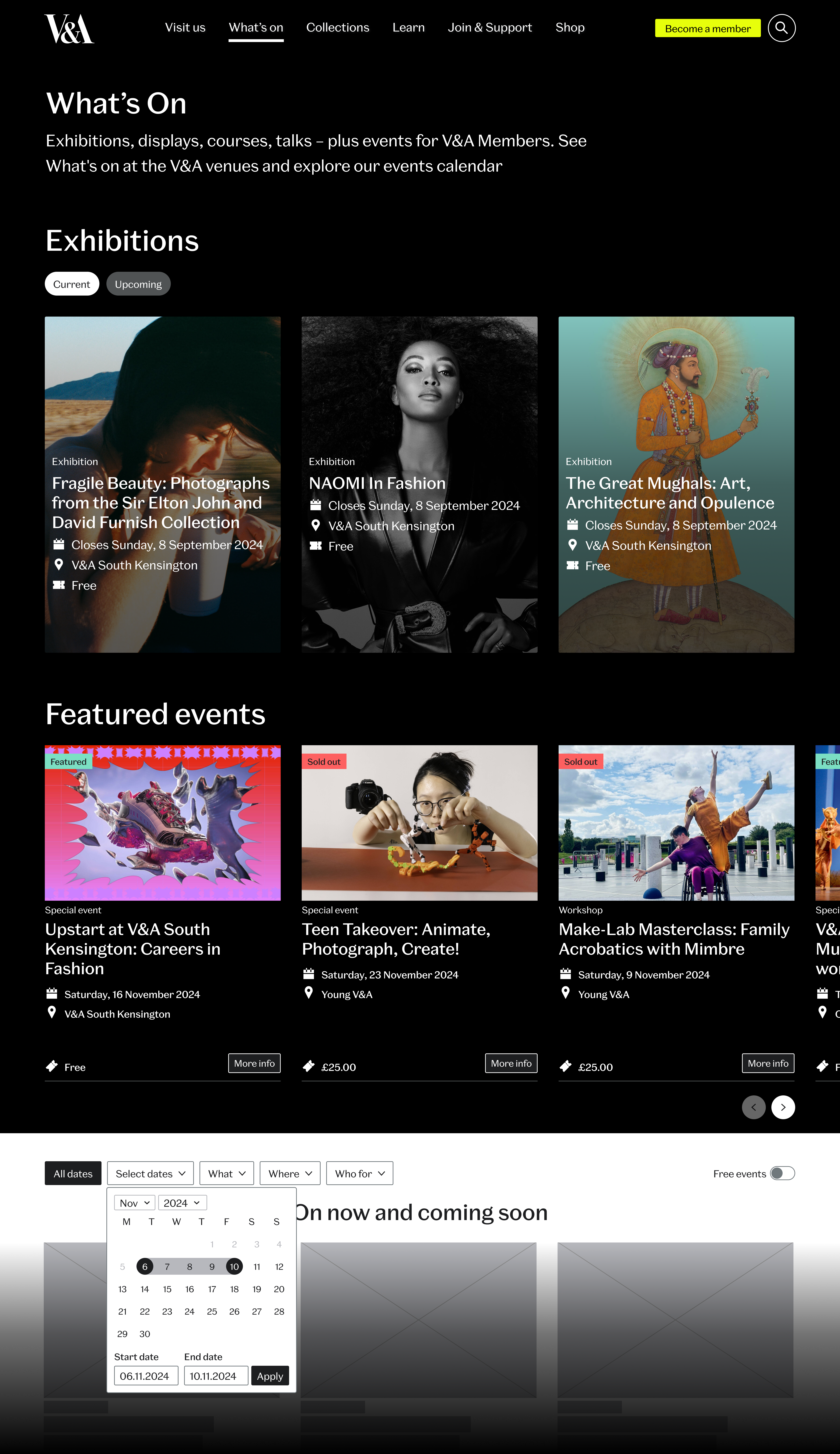 Phase two design: featured events and calendar